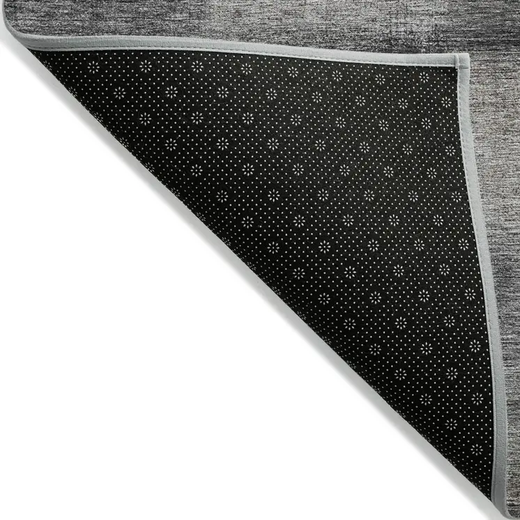 9' X 12' Charcoal Gray And Silver Abstract Washable Indoor Outdoor Area Rug