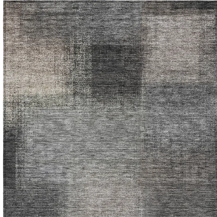 10' X 14' Charcoal Gray And Silver Abstract Washable Indoor Outdoor Area Rug