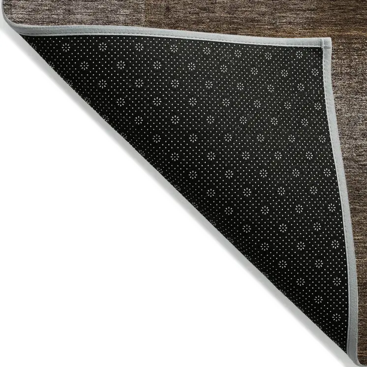 9' X 12' Brown And Ivory Abstract Washable Indoor Outdoor Area Rug