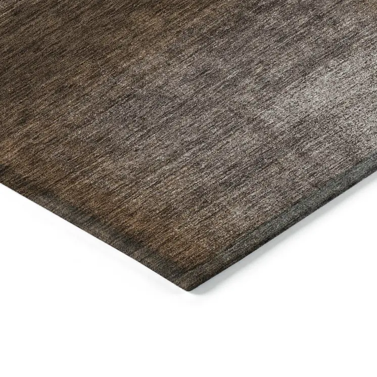 9' X 12' Brown And Ivory Abstract Washable Indoor Outdoor Area Rug