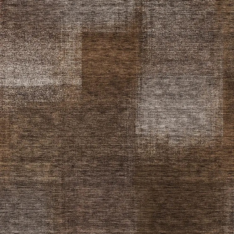 9' X 12' Brown And Ivory Abstract Washable Indoor Outdoor Area Rug