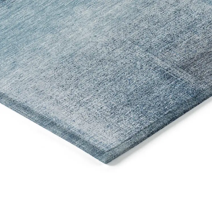 5' X 8' Denim Blue And Navy Blue Abstract Washable Indoor Outdoor Area Rug