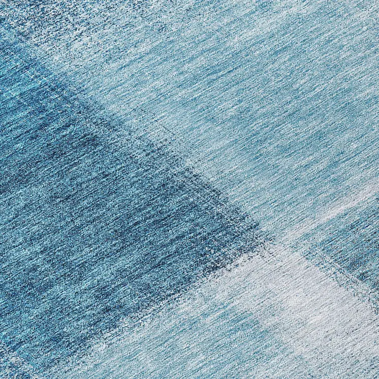 8' Denim Blue And Navy Blue Round Abstract Washable Indoor Outdoor Area Rug