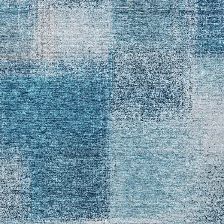 10' X 14' Denim Blue And Navy Blue Abstract Washable Indoor Outdoor Area Rug