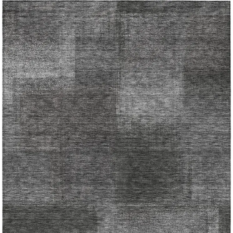 8' X 10' Gray Charcoal And Ivory Abstract Washable Indoor Outdoor Area Rug
