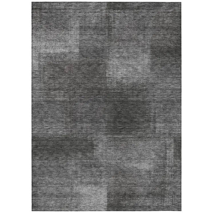 9' X 12' Gray Charcoal And Ivory Abstract Washable Indoor Outdoor Area Rug