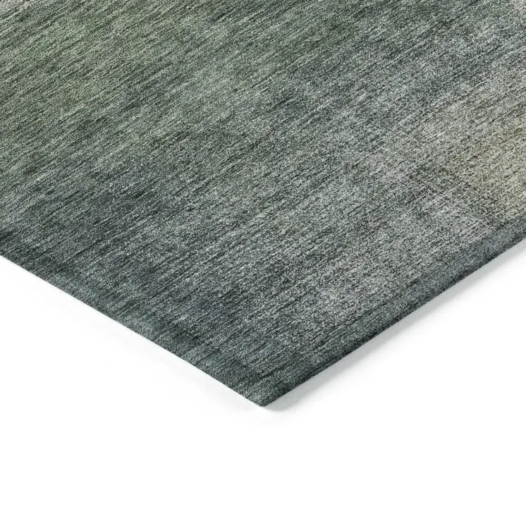 3' X 5' Olive Green And Gray Abstract Washable Indoor Outdoor Area Rug