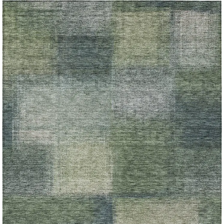 3' X 5' Olive Green And Gray Abstract Washable Indoor Outdoor Area Rug