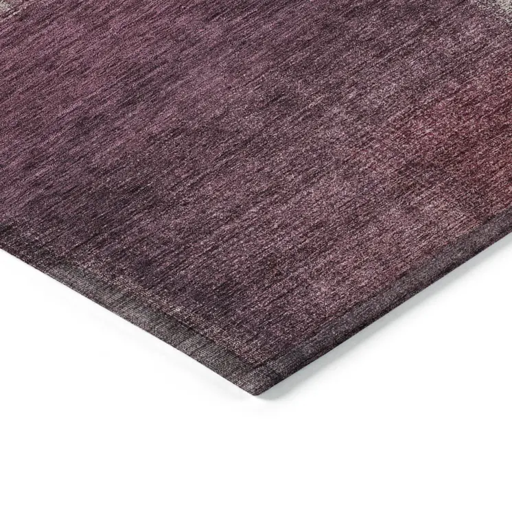 3' X 5' Plum Mauve And Beige Abstract Washable Indoor Outdoor Area Rug