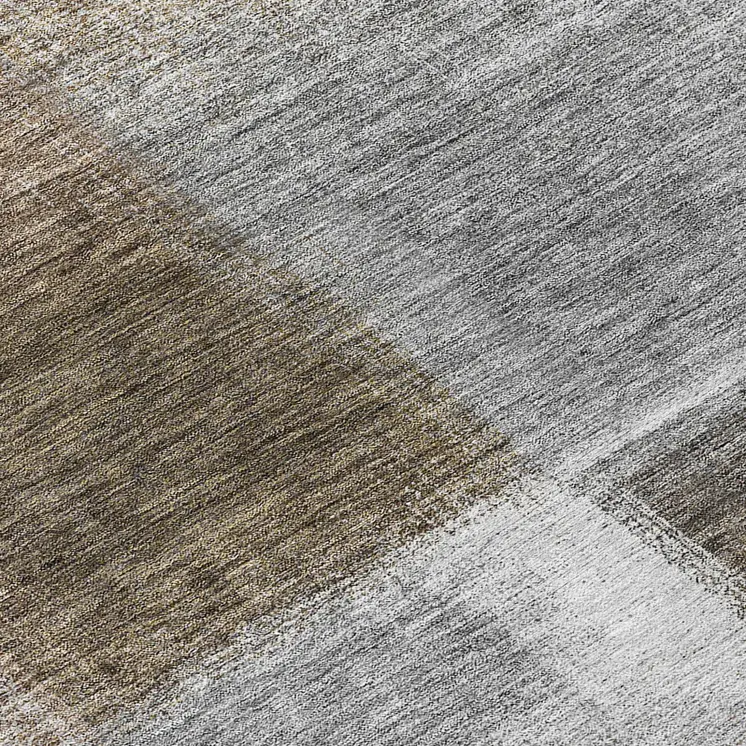 8' Silver Gray And Beige Round Abstract Washable Indoor Outdoor Area Rug