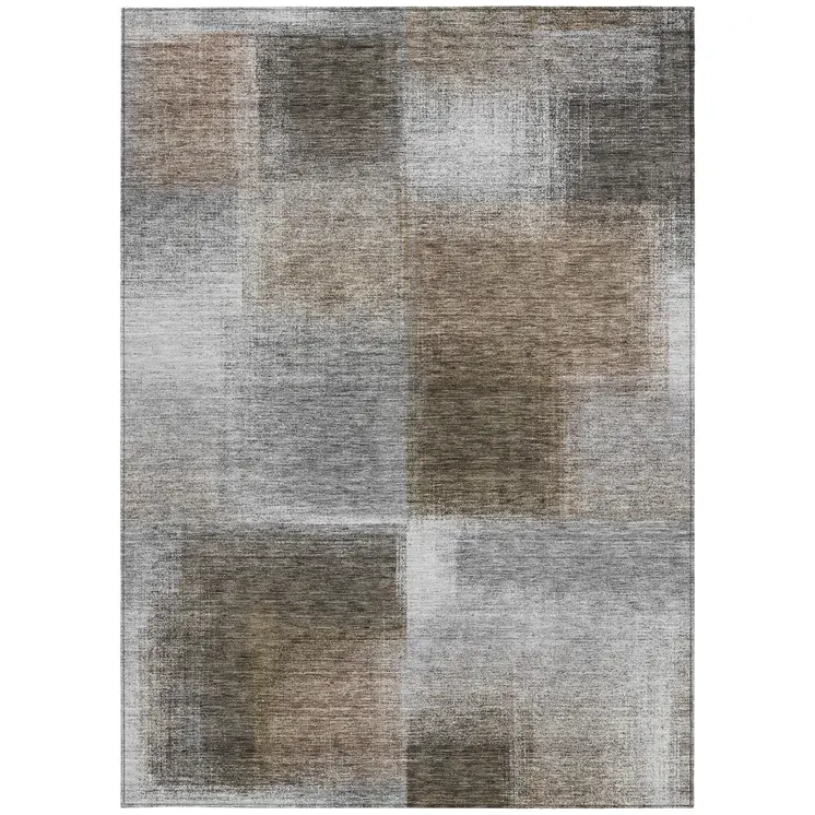 9' X 12' Silver Gray And Beige Abstract Washable Indoor Outdoor Area Rug