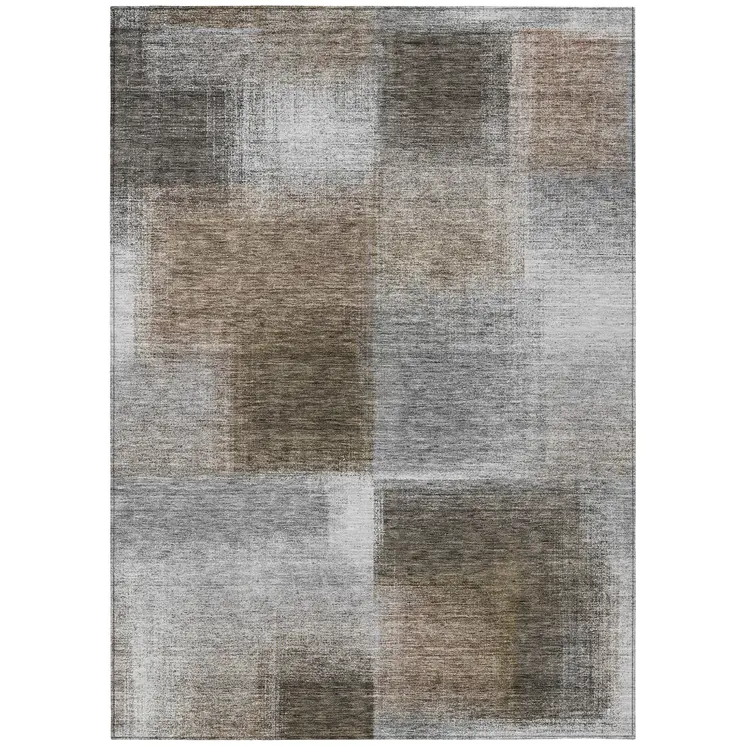 9' X 12' Silver Gray And Beige Abstract Washable Indoor Outdoor Area Rug