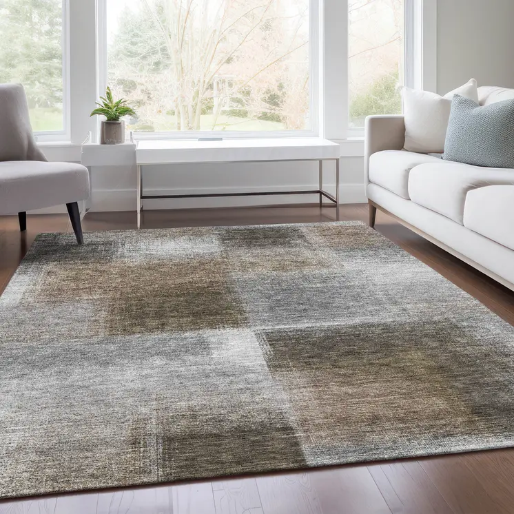 9' X 12' Silver Gray And Beige Abstract Washable Indoor Outdoor Area Rug