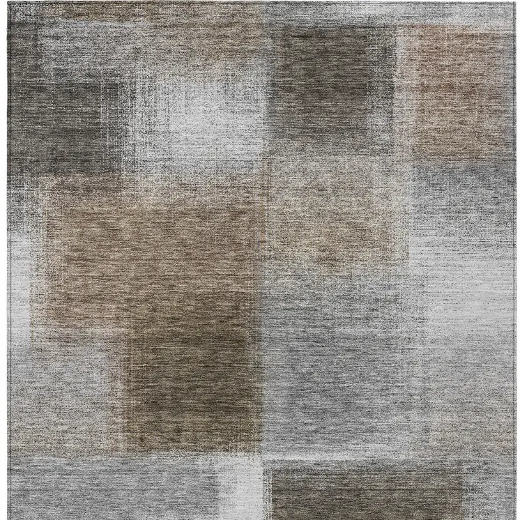 10' X 14' Silver Gray And Beige Abstract Washable Indoor Outdoor Area Rug