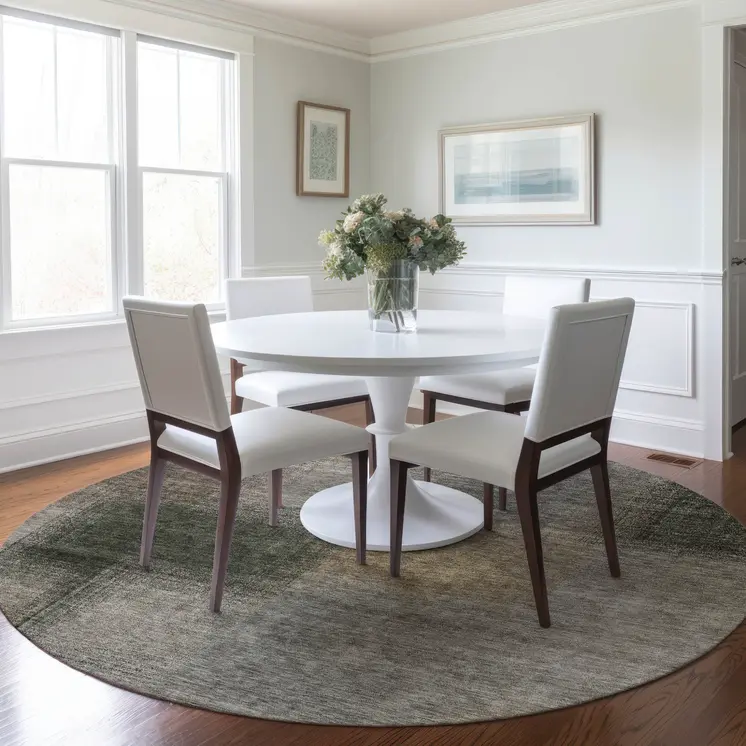 8' Taupe Gray And Beige Round Abstract Washable Indoor Outdoor Area Rug