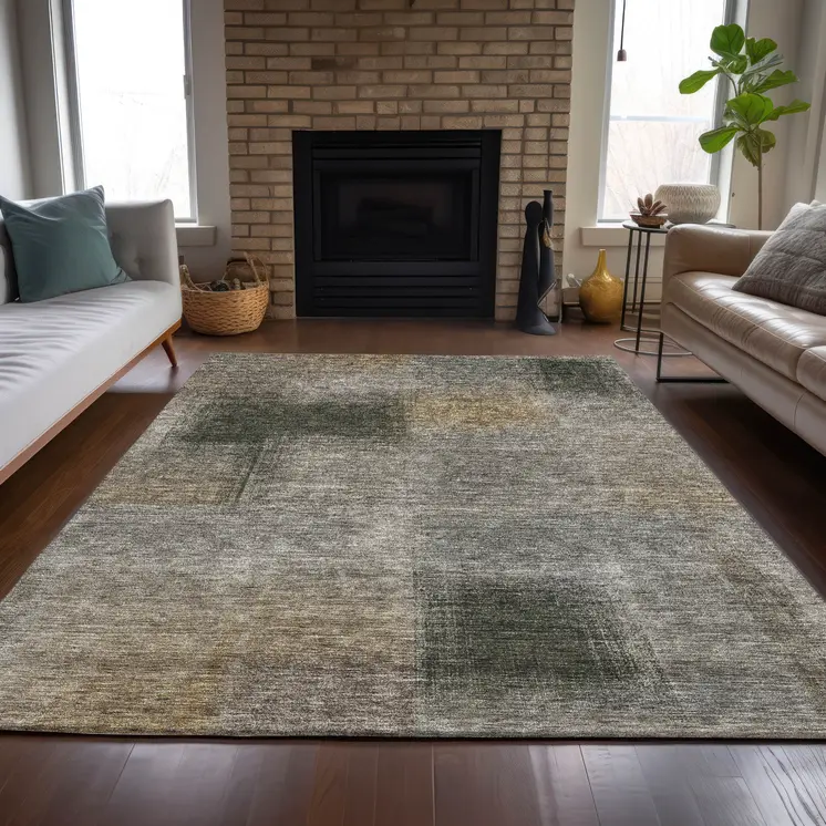 8' X 10' Taupe Gray And Beige Abstract Washable Indoor Outdoor Area Rug