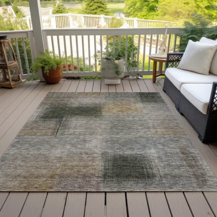 10' X 14' Taupe Gray And Beige Abstract Washable Indoor Outdoor Area Rug