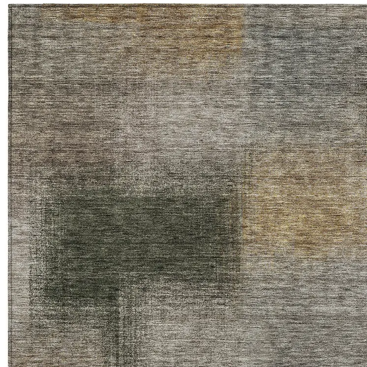 10' X 14' Taupe Gray And Beige Abstract Washable Indoor Outdoor Area Rug