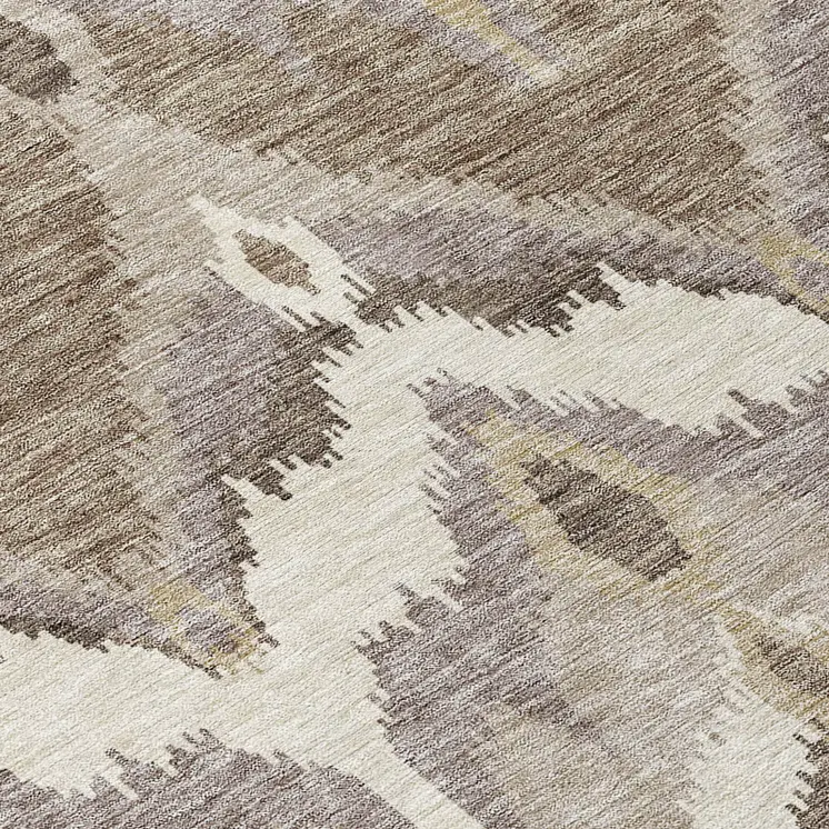 8' X 10' Beige Chocolate And Taupe Ikat Washable Indoor Outdoor Area Rug