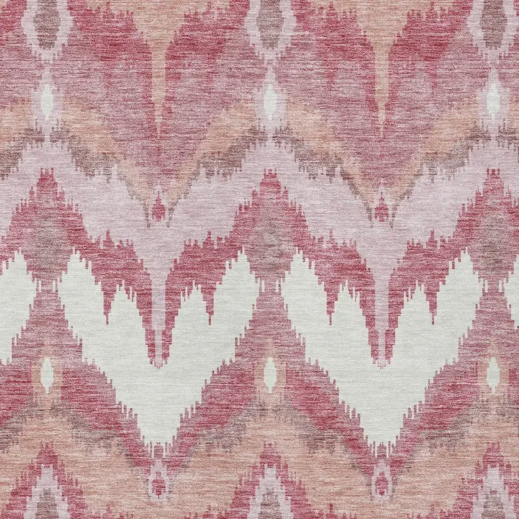 3' X 5' Blush Mauve And Ivory Ikat Washable Indoor Outdoor Area Rug