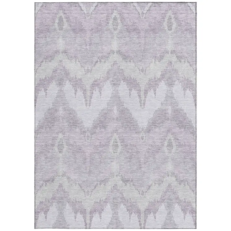 5' X 8' Lavender Purple And Gray Ikat Washable Indoor Outdoor Area Rug