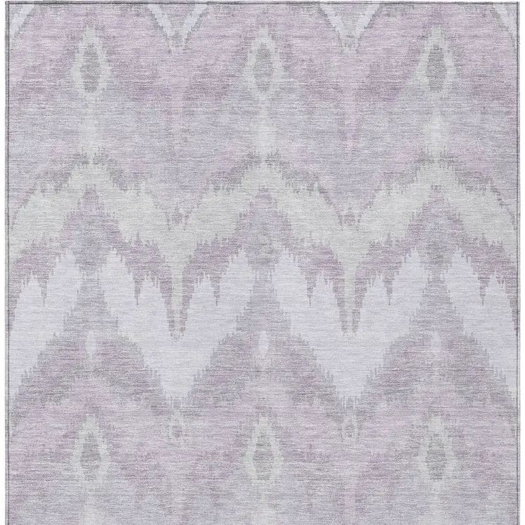 5' X 8' Lavender Purple And Gray Ikat Washable Indoor Outdoor Area Rug