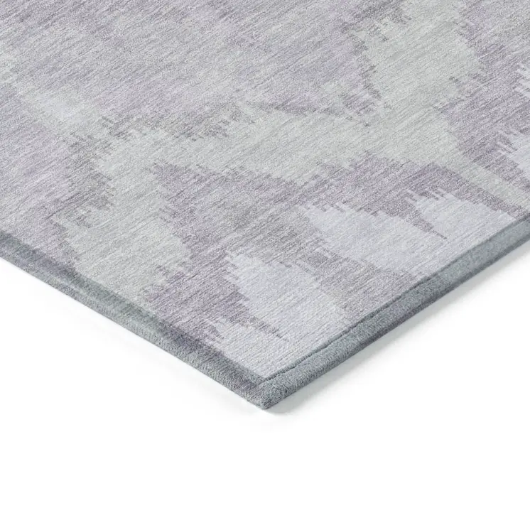 9' X 12' Lavender Purple And Gray Ikat Washable Indoor Outdoor Area Rug