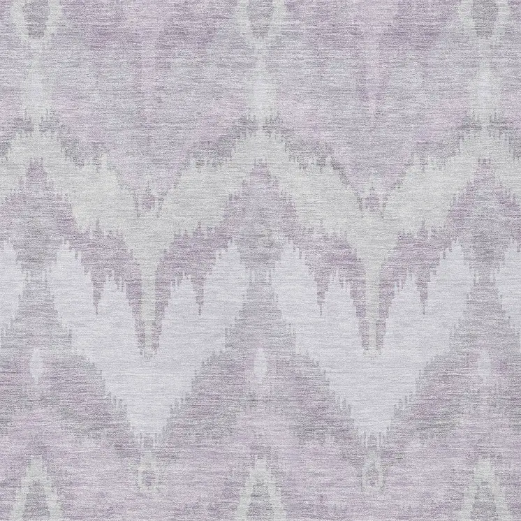 9' X 12' Lavender Purple And Gray Ikat Washable Indoor Outdoor Area Rug