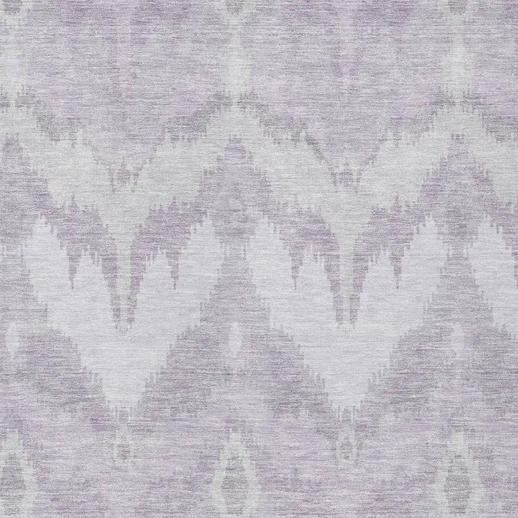 10' X 14' Lavender Purple And Gray Ikat Washable Indoor Outdoor Area Rug