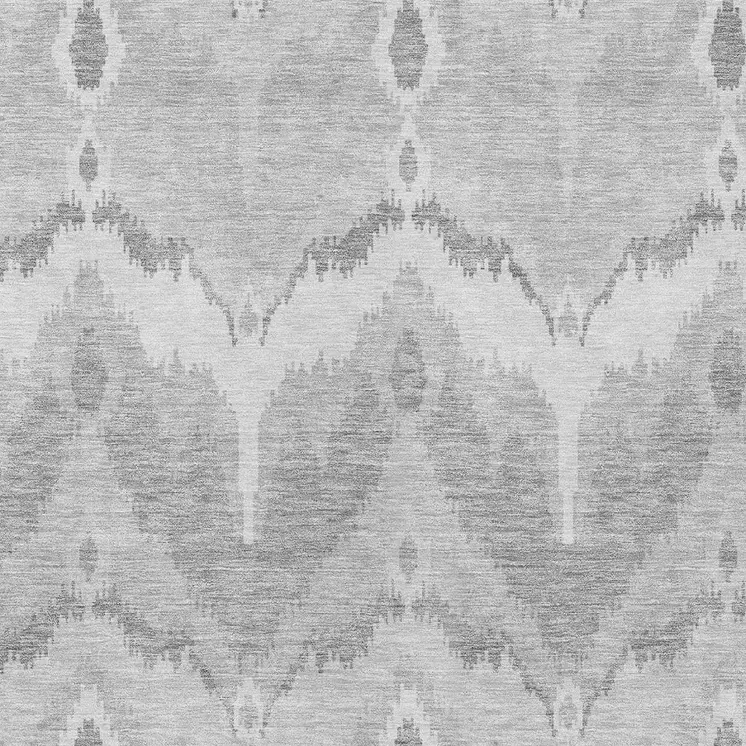 3' X 5' Silver And Gray Ikat Washable Indoor Outdoor Area Rug