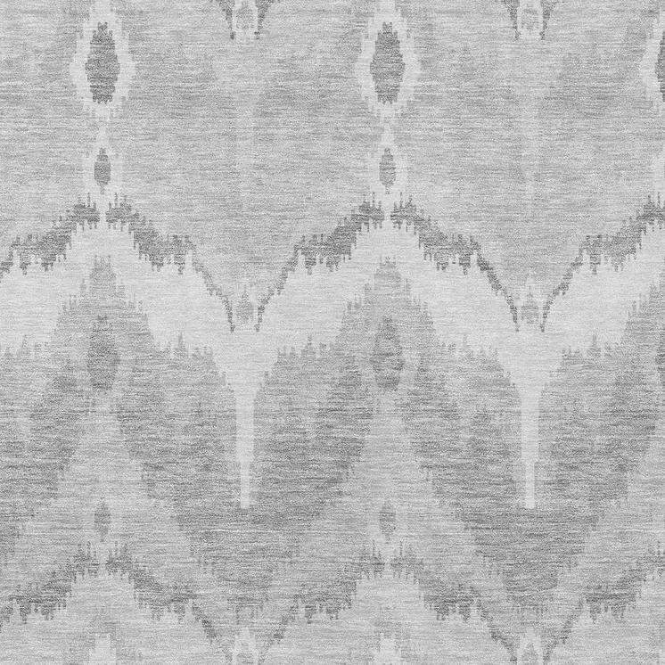 5' X 8' Silver And Gray Ikat Washable Indoor Outdoor Area Rug