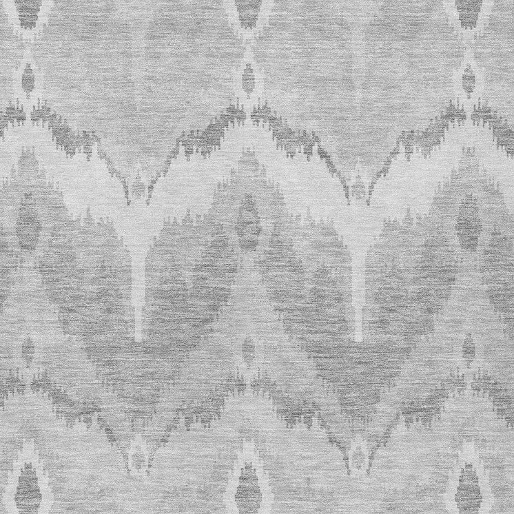 8' X 10' Silver And Gray Ikat Washable Indoor Outdoor Area Rug