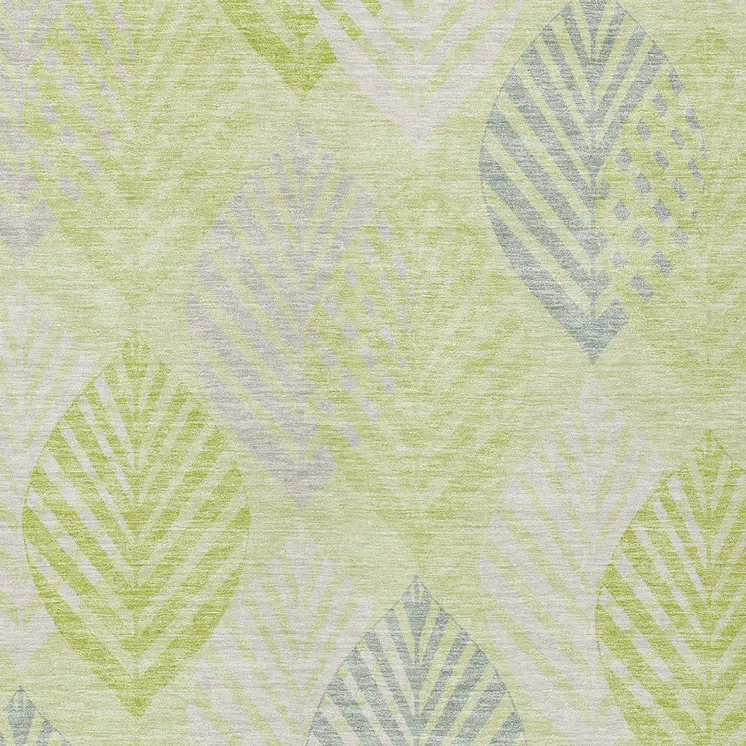 10' X 14' Artichoke Green And Ivory Floral Washable Indoor Outdoor Area Rug