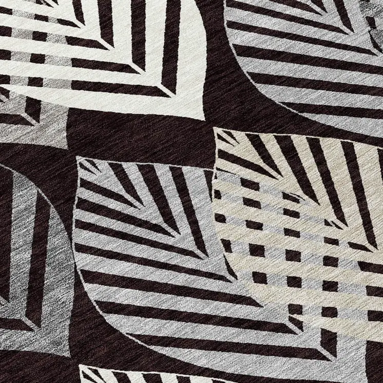 10' X 14' Black Silver And Charcoal Floral Washable Indoor Outdoor Area Rug