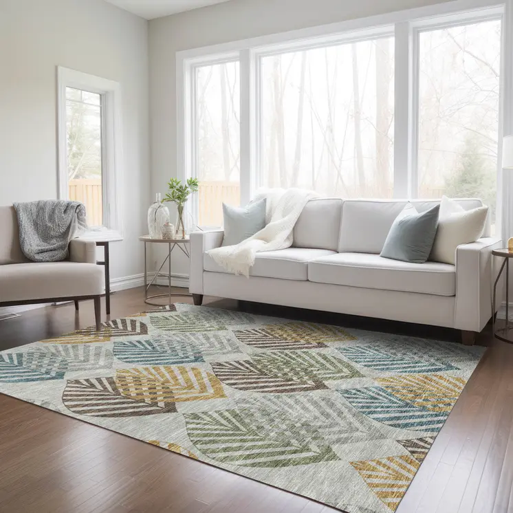 3' X 5' Gray Silver And Teal Blue Floral Washable Indoor Outdoor Area Rug