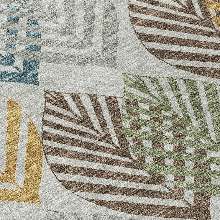 9' X 12' Gray Silver And Teal Blue Floral Washable Indoor Outdoor Area Rug