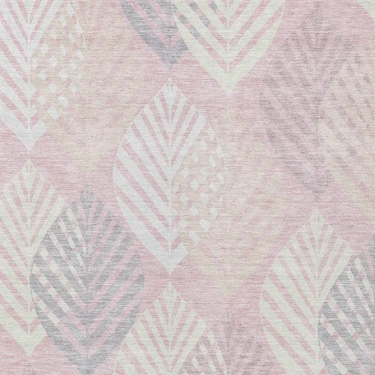 9' X 12' Pink Ivory And Beige Floral Washable Indoor Outdoor Area Rug