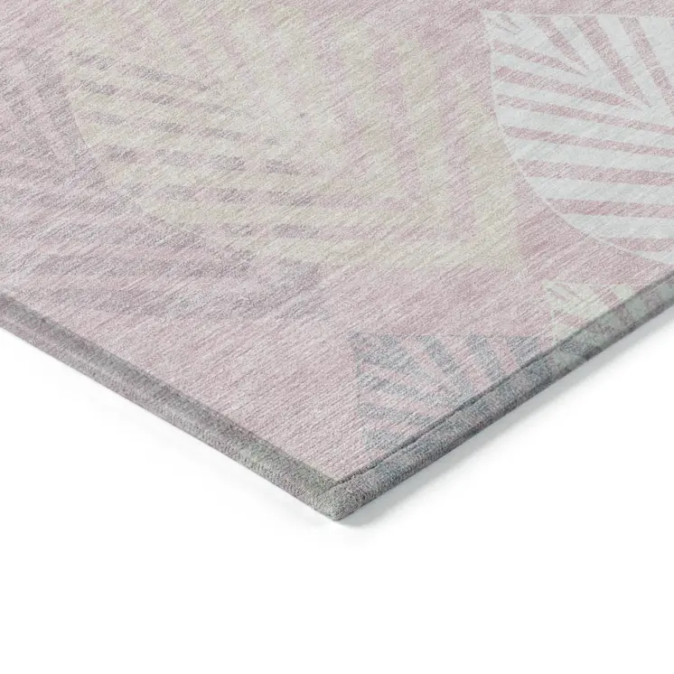10' X 14' Pink Ivory And Beige Floral Washable Indoor Outdoor Area Rug