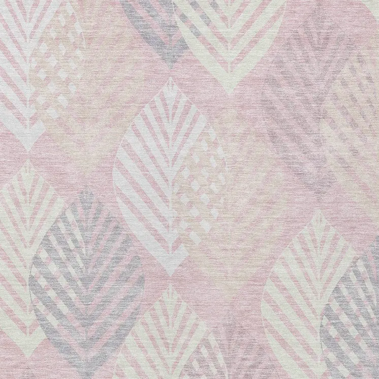10' X 14' Pink Ivory And Beige Floral Washable Indoor Outdoor Area Rug