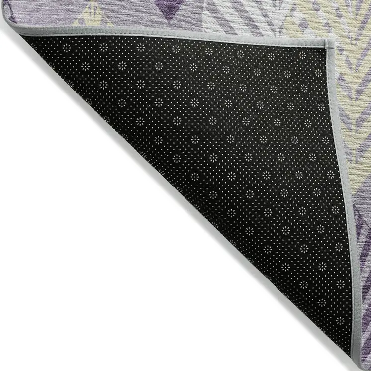 8' X 10' Purple Lavender And Beige Floral Washable Indoor Outdoor Area Rug