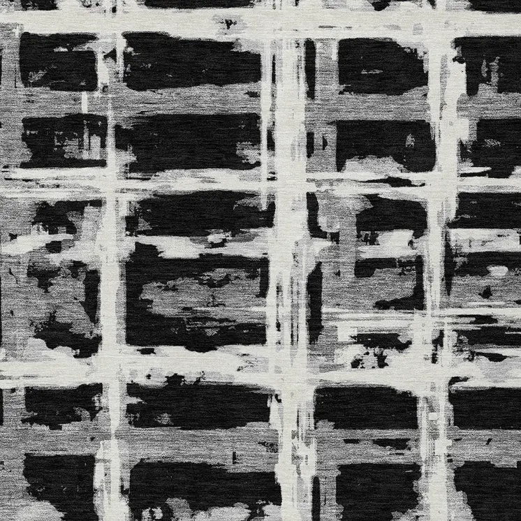 10' X 14' Black Gray And Silver Striped Washable Indoor Outdoor Area Rug