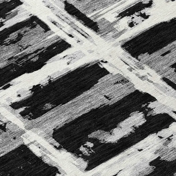10' X 14' Black Gray And Silver Striped Washable Indoor Outdoor Area Rug