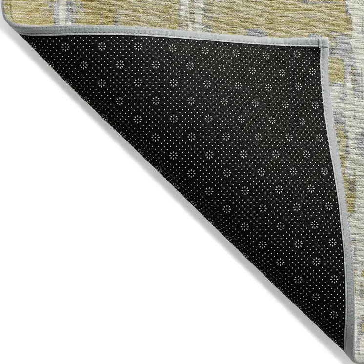 5' X 8' Gold Beige And Gray Striped Washable Indoor Outdoor Area Rug