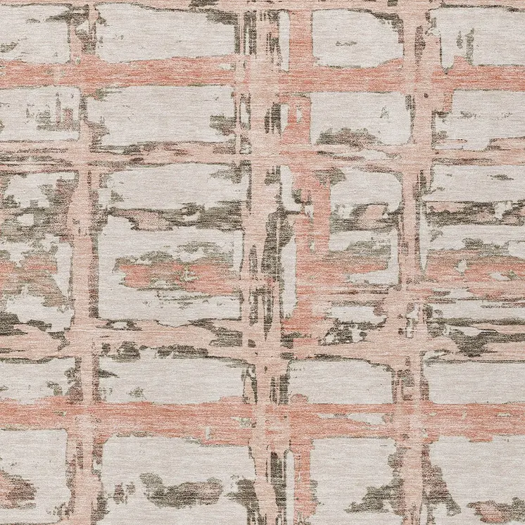 10' X 14' Pink Beige And Taupe Striped Washable Indoor Outdoor Area Rug