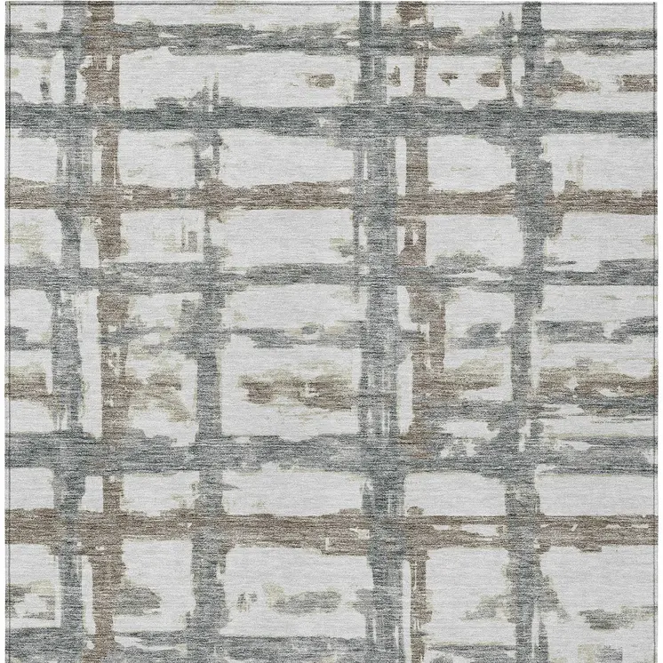 3' X 5' Silver Taupe And Gray Striped Washable Indoor Outdoor Area Rug