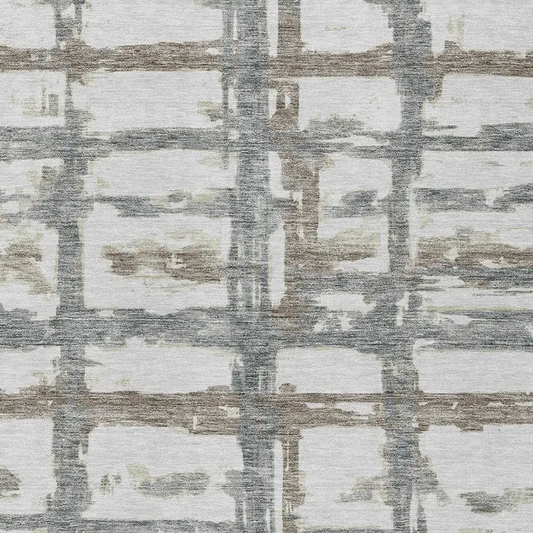 8' X 10' Silver Taupe And Gray Striped Washable Indoor Outdoor Area Rug