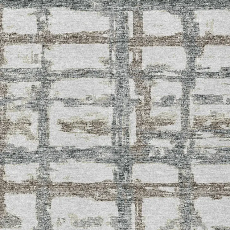 9' X 12' Silver Taupe And Gray Striped Washable Indoor Outdoor Area Rug