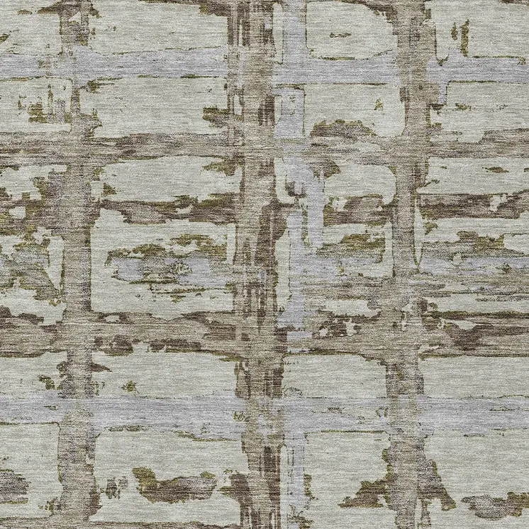 3' X 5' Taupe Gray And Brown Striped Washable Indoor Outdoor Area Rug