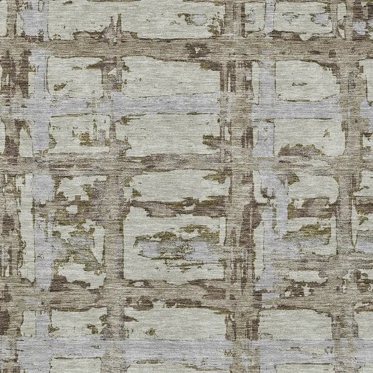 5' X 8' Taupe Gray And Brown Striped Washable Indoor Outdoor Area Rug