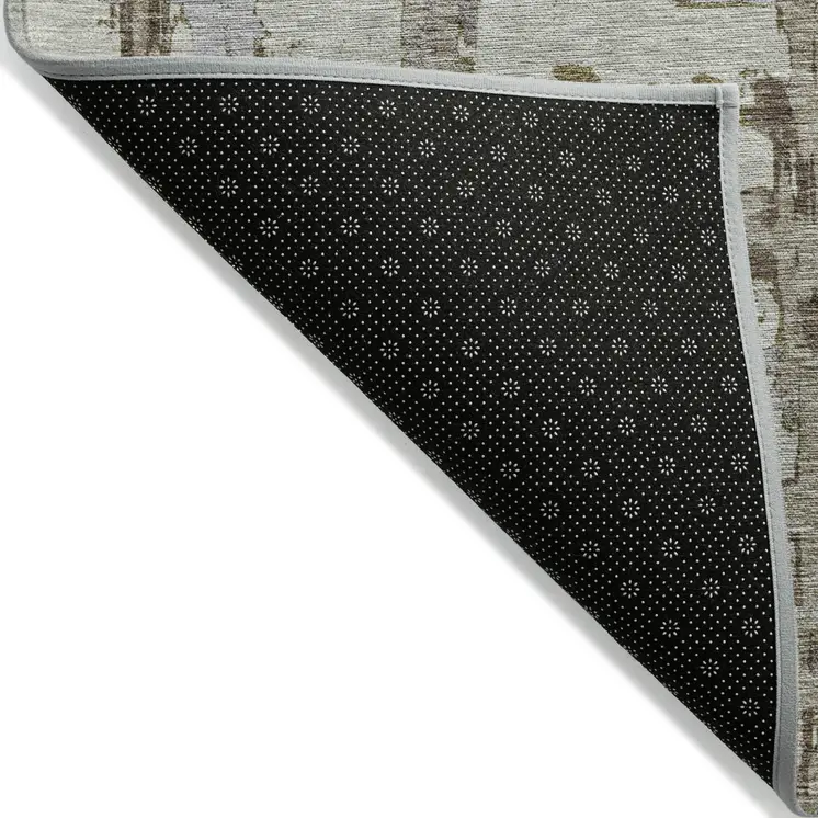 8' Taupe Gray And Brown Round Striped Washable Indoor Outdoor Area Rug